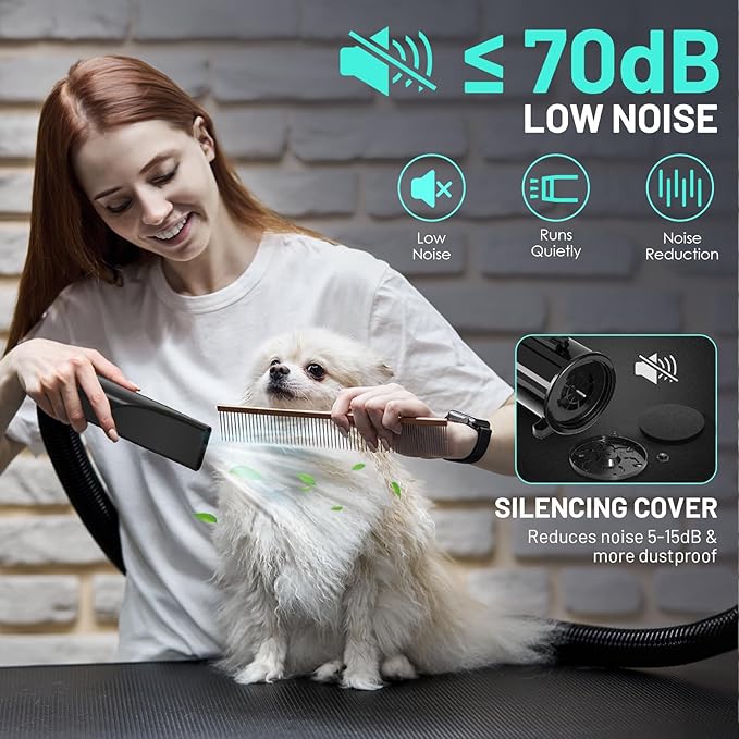 Dog Dryer High Velocity Dog Hair Dryer with 4 Nozzles 5.2HP/3800W (Professional Super Cyclone), Stepless Adjustable Speed Temperature Dogs Grooming Blow Dryer with Heater for Pets Hair Dryer, White