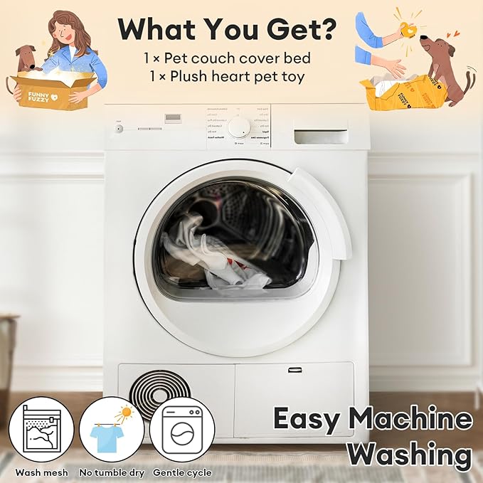 FUNNY FUZZY Pet Fluffy Fuzzy Calming Dog Couch Bed Sofa Protector Washable Pets Mat for Large Medium Small Dogs and Cats (Tie-dye Grey,37.4 × 33.46 × 6.3 in)