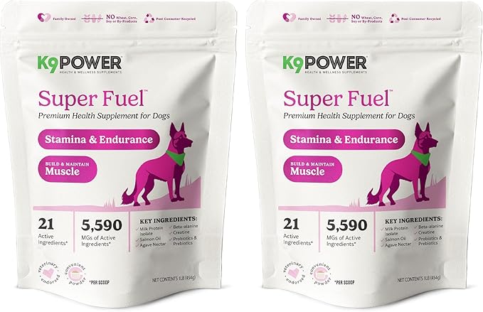 K9 Power Super Fuel for Dogs 1lb - Boosts Energy Levels - Supports Muscle Growth & Enhances Joint Health - Pack of 2
