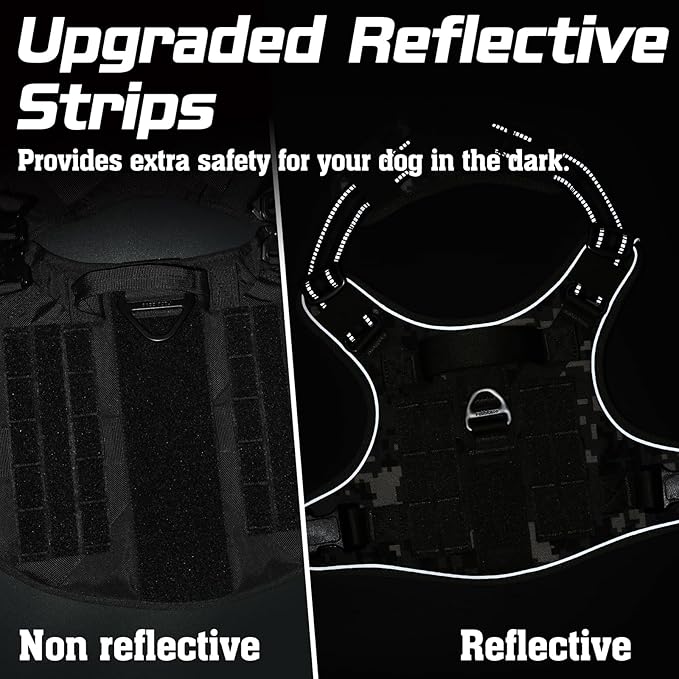 rabbitgoo Tactical Dog Harness for Large Dogs, No Pull Military Service Vest with Handle & Molle, Easy Control for Training Walking, Adjustable Reflective Straps, Green camo, L