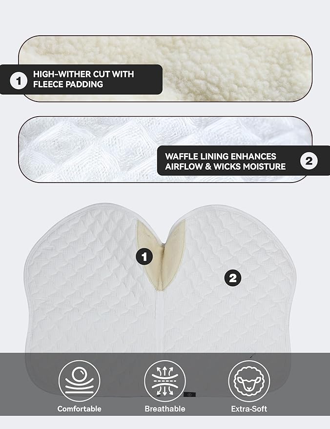 Close Contact Non-Slip Design Horse Riding Pad Moisture-Wicking Shock Absorbing English Saddle Pad for Horses