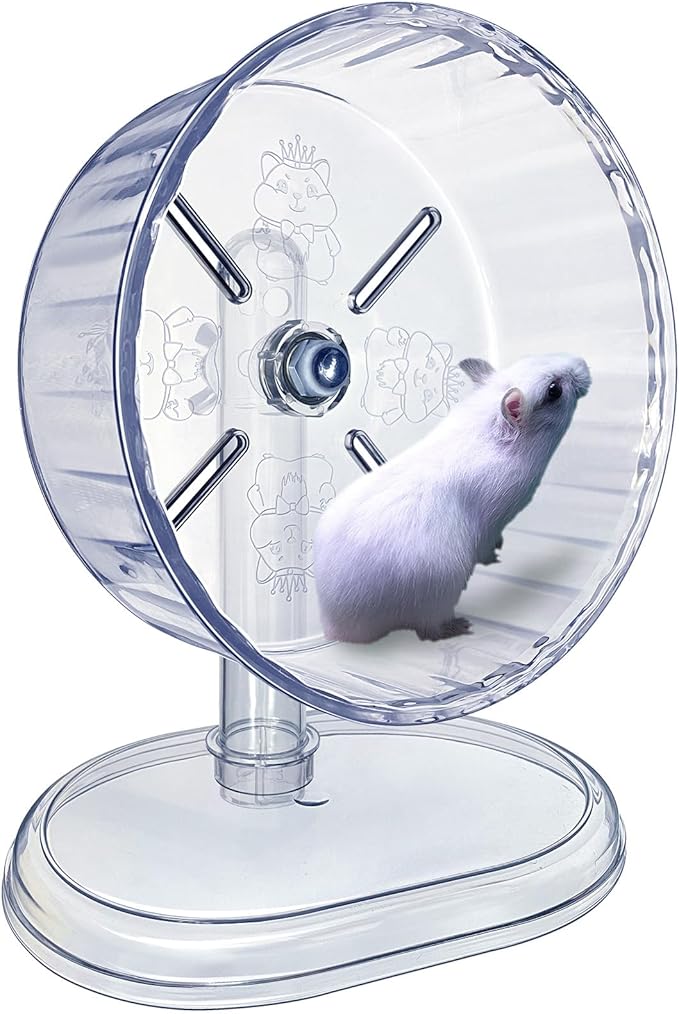 Silent Hamster Wheel, Super-Silent Hamster Exercise Wheels Accessories, Quiet Running Wheels, Adjustable Stand for Hamsters Mice Or Other Small Animals (White, Ф 7 inch)