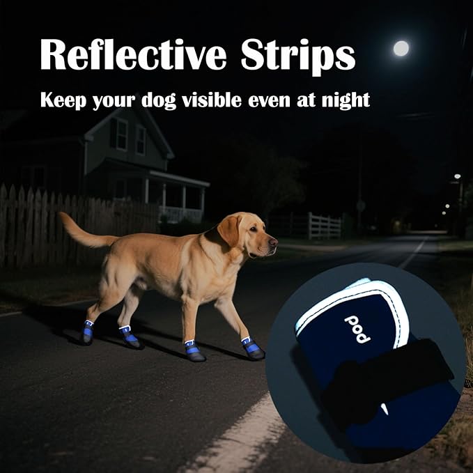 Dog Shoes Lightweight Dog Boots-Breathable Knitted Paw Protector with Adjustable Strap for Hot Pavement, Rain Walking, Hardwood Floors Anti Slip Reduce Noise, Prevent Licking Paws(Blue,XL)