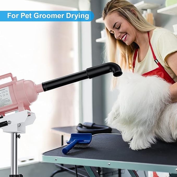 Burano High Velocity Dog Pet Stand Grooming Dog Dryer with 4.3HP Variable Dog Blow Dryer, Fluffy Dry