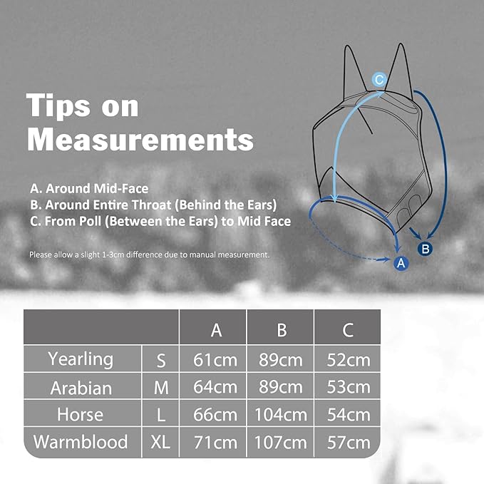 Harrison Howard Pro Luminous Horse Half Face Fly Mask Large Eye Space with Ears UV Protection for Horse Hunter Green M