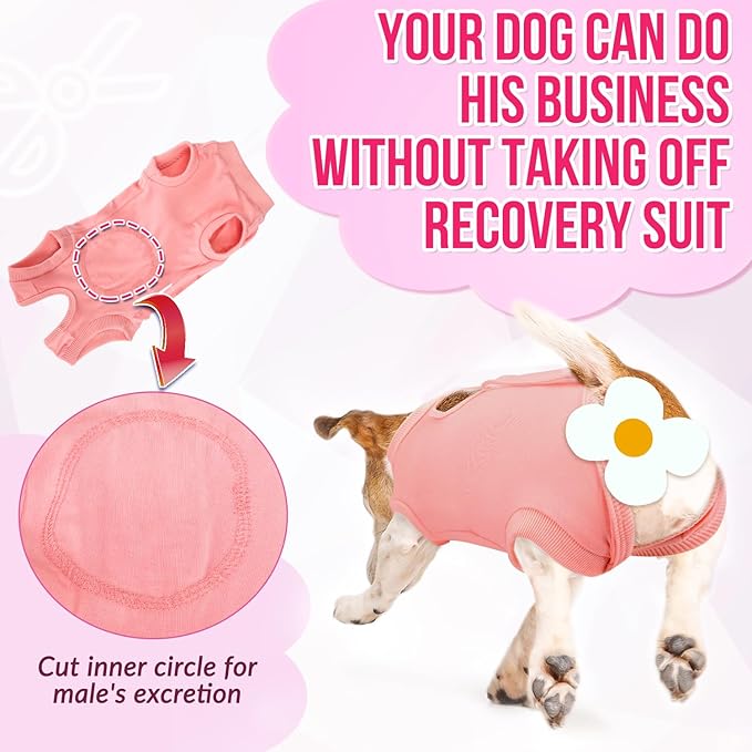 Lukovee Recovery Suit for Dogs, Onesie Surgery Recovery Suit for Female Male Dogs, Abdominal Wounds Cone E-Collar Alternative Prevent Licking Spay Recovery Suit (Peach,L)