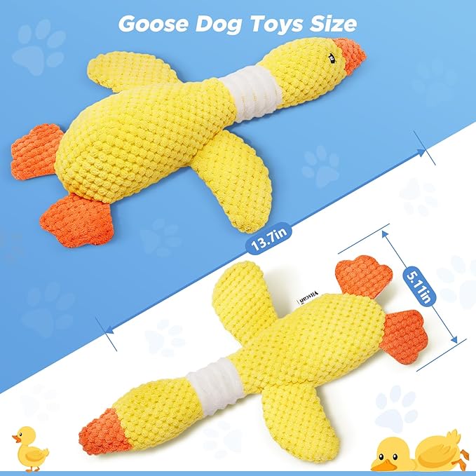 Vitscan Durable Dog Toys for Small Large Dogs, Dog Chew Toy for Aggressive Chewers, Tough Squeaky Interactive Dogs Toys for Puppies Plush Puppy Toys Goose Pet Toy Puppy Chew Toys for Teething
