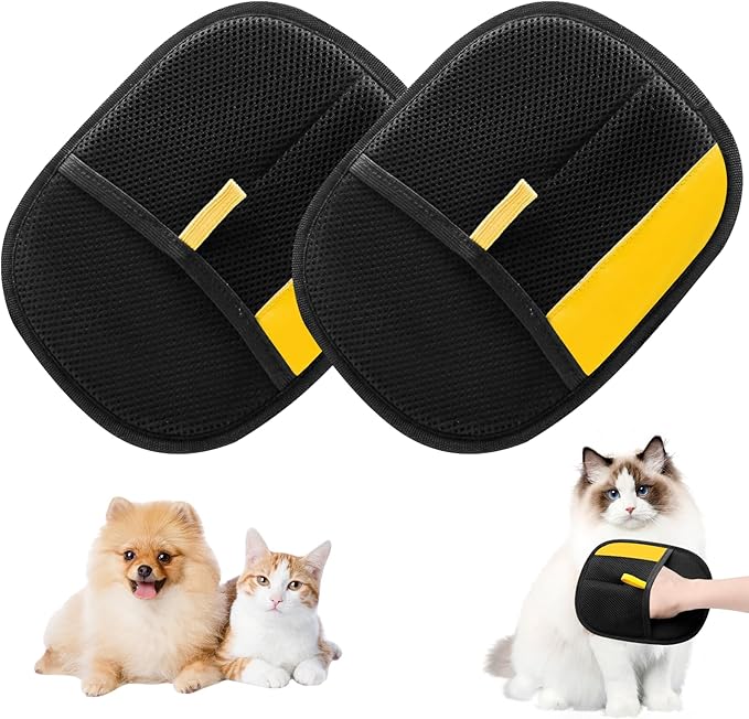 KLIFE 2Pcs Pet Hair Remover Glove for Cats & Dogs, Electrostatic Pet Hair Removal Gloves, Reusable Double Sided Pet Hair Remover for Couch, Furniture, Carpet, Car Seat