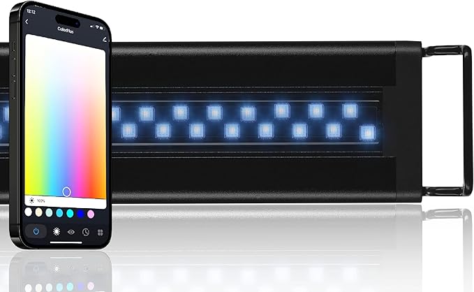CURRENT USA ColorPlus Smart LED Aquarium Light 36 inch with App and Voice Control by Alexa & Google Home | Extra Vivid Colors for Freshwater Aquarium Fish Tank and Terrariums| Aluminum (36" to 48")