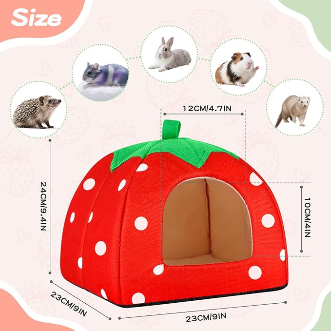 Guinea Pig Hideout for Small Animals(Guinea Pig Bed with Warm Fleece, Washable Pet Cushions, Winter Sleeping Warmth)