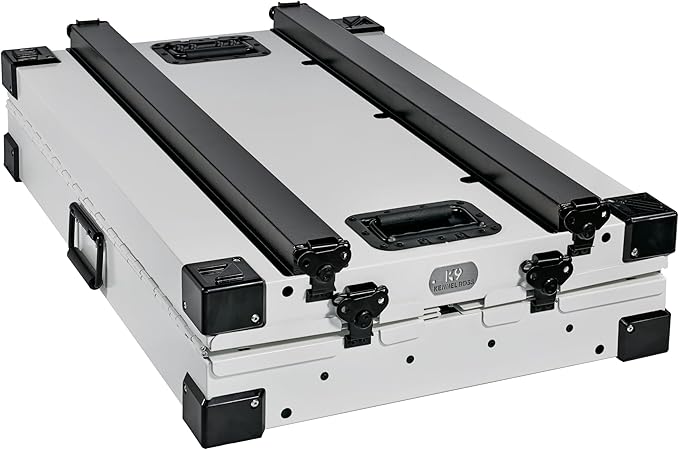 Heavy Duty Fully Collapsible Powder-Coated Aluminum Dog Crate - Medium (White)