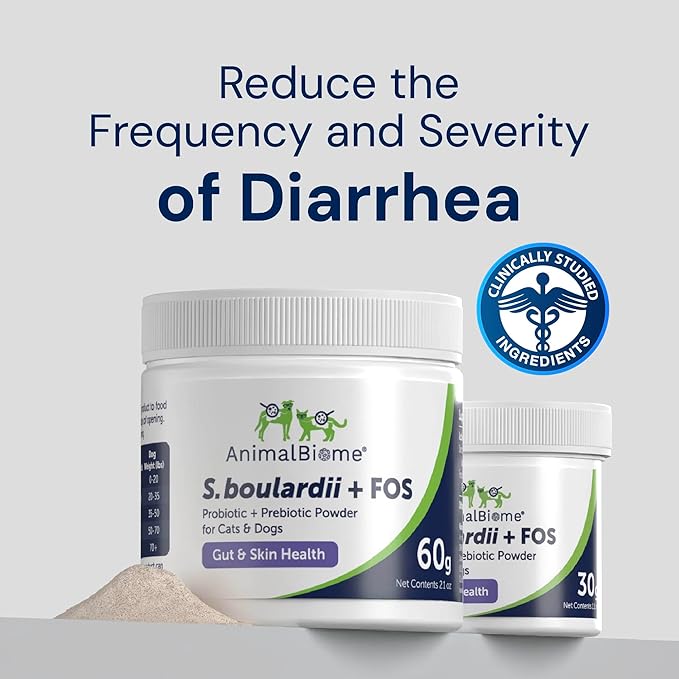 Pet Probiotics - S. boulardii + FOS Probiotic and Prebiotic Powder for Dogs and Cats 60g