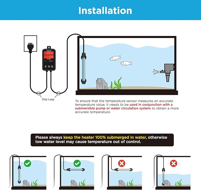 Titanium Aquarium Heater 500W, Submersible Fish Tank Heater with Digital Display Temperature Controller, 0℃-40℃ Adjustable, Fast Heating for 65 ~ 95 Gal Saltwater Freshwater Fish Tank, MX-9016(500W)
