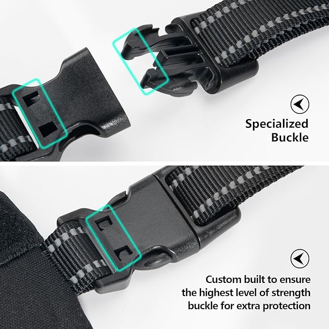 PHOEPET 2019 Upgraded No Pull Dog Harness, Reflective Adjustable Vest, with a Training Handle + 2 Metal Leash Hooks+ 3 Snap Buckles +4 Slide Buckles(S, Pink)