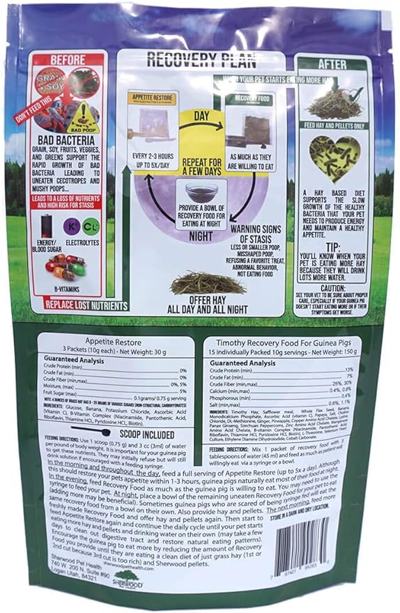 Sherwood Pet Health Guinea Pig Timothy Recovery Food (800g). Grain Free, Soy Free. Great Taste That Guinea Pigs Love with Motility Herbs.