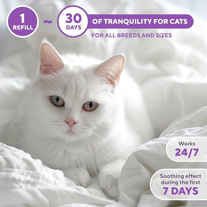 Beloved Pets Cat Calming Diffuser & Pet Anti Anxiety Products - Feline Calm Pheromones Plug in & Cats Stress Relief Comfort Helps with Pee, New Zone, Aggression