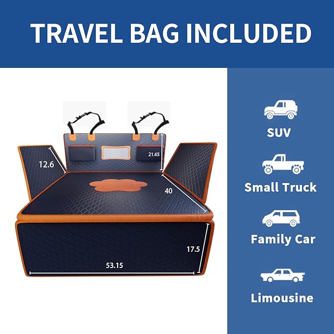 SUV Cargo Liner for Dogs, PU Leather Waterproof Pet Trunk Cargo Cover Dog Seat Mat for SUVs Sedans Vans with Bumper Flap Protector, Non-Slip, Large Size Universal Fit, Black