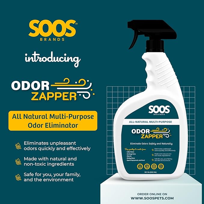Soos Odor Zapper All Natural Odor Eliminator Multi-Purpose Odor Removal Spray for Home and Beyond (32.1 oz / 950 ml)