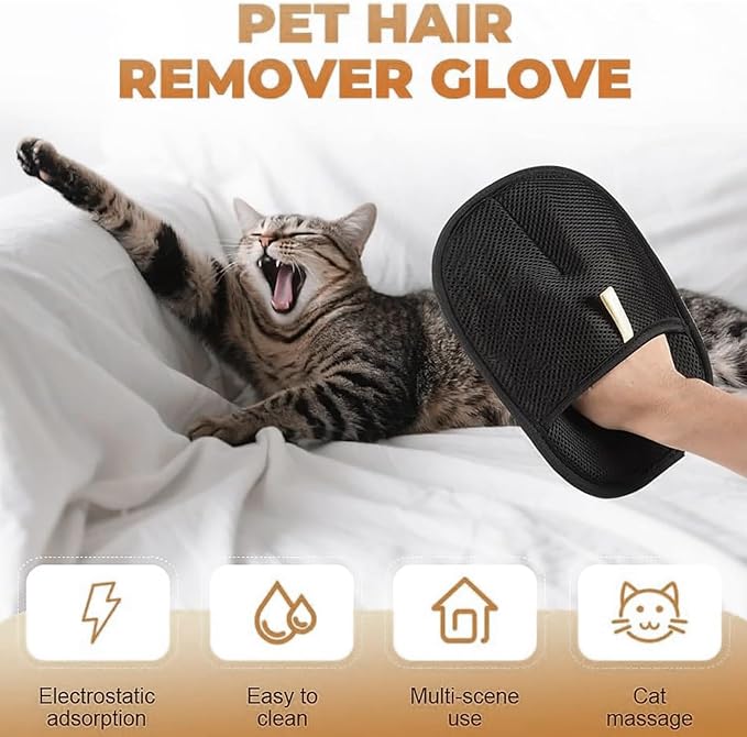 2025 Upgraded Pet Hair Removal Glove |Double-Sided – Reusable Grooming & Bathing Glove for Dogs and Cats |Soft Silcone Touch |Easy Deshedding and Cleaning Mitt (Black, 10 PCS)