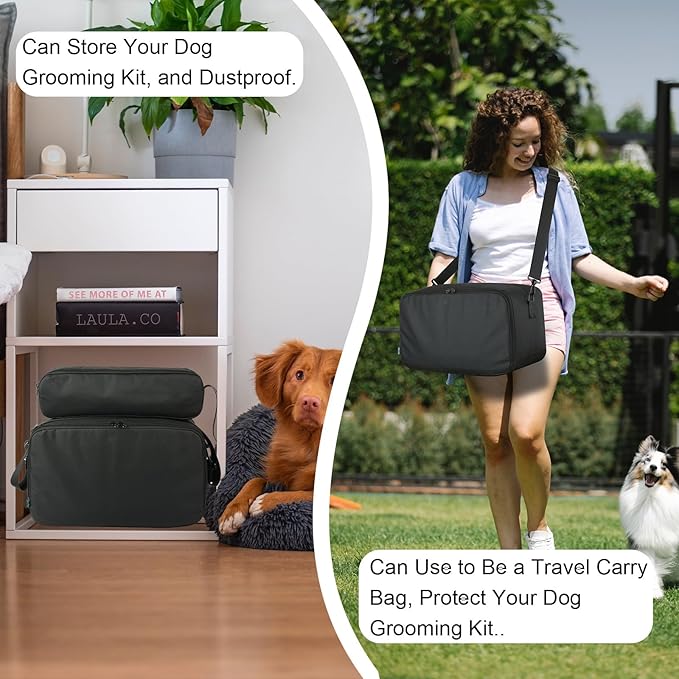 Beautyflier Pet Grooming Supplies Organizer, Protective Tote Bag Case for Pet Grooming Kit & Vacuum Suction Dogs Cats Hair, Travel Pouch Bag for Pet Dog Grooming Vacuum Kit, Bag Only (Black)