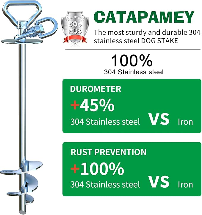 Dog Tie Out Cable and Stake,(up to 200lbs) 360° Swivel Dog Run Anchor -with 30FT Heavy Duty Cable,Runner for Yard-Dog Stake for Yard Outdoor Camping