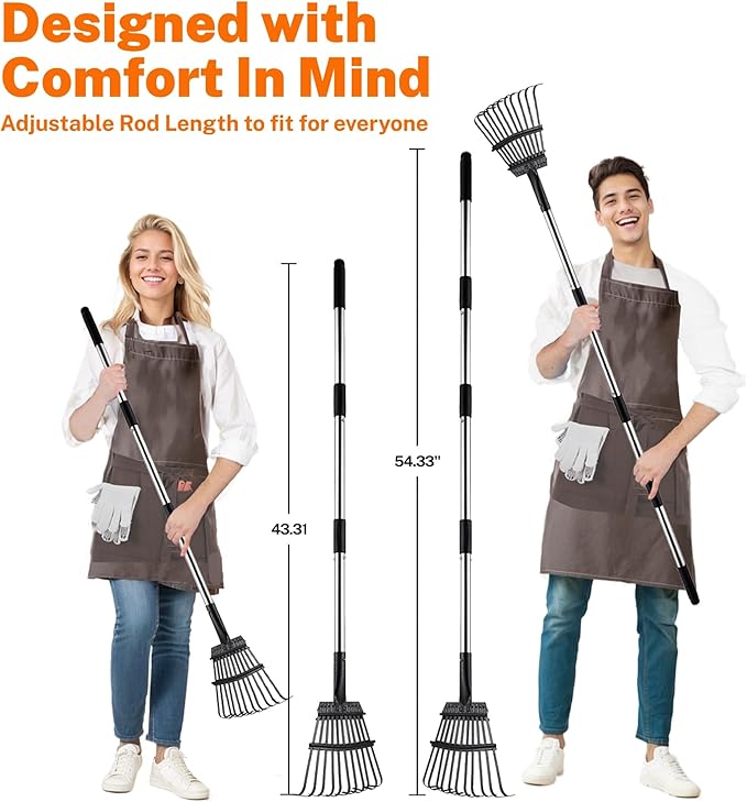 Toozey Dog Pooper Scooper, Extra Large Stainless Steel Tray Long 54" Handle, Easy Cleanup for All Dog Sizes, Includes 20 Bags