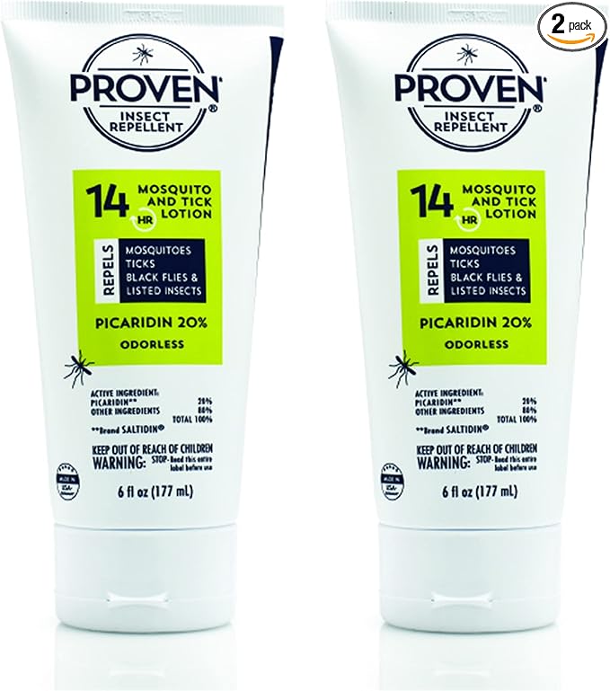 Proven Insect Repellent Lotion - Keep Mosquitoes, Ticks and Flies Off, DEET Alternative Repellent, Up to 14-Hour Protection, Great for Outdoor Camping and Hiking, 6 oz, Odorless Lotion, 2 Pack