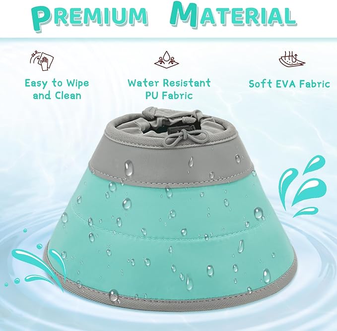 Cat Cone Collar Soft to Stop Licking, Adjustable, Foldable Lightweight Kitten Cones After Surgery Recovery for Cats & Kittens, Cat Cone Alternative (Solid Green, S)