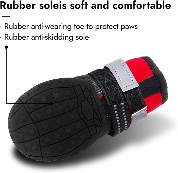 Dog Shoes for Large Dogs, Medium Dog Boots & Paw Protectors for Winter Snowy Day, Summer Hot Pavement,Waterproof in Rainy Weather,Outdoor Walking,Indoor Hardfloors Anti Slip Sole(Red, 3# (XS))