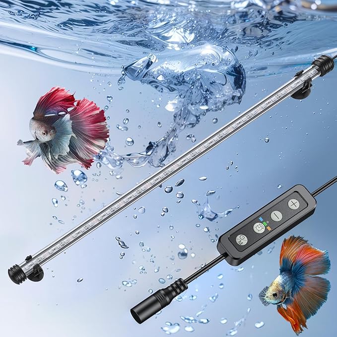 Pawfly 8 W Aquarium LED Light 23 Inch Underwater Fish Tank Light with Timer Auto On/Off Fish Tank Background Light with 8 Lighting Modes Submersible Multi-Colored Tube Light for Decoration