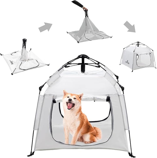 Outdoor Waterproof Pet Automatic Camping Tent, Pop up Cave Bed for Indoor Cats and Small Dogs, Portable Cat House Dog House, White.