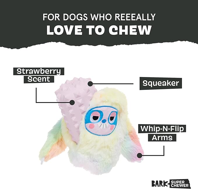 Barkbox Grateful Ted Dog Toy for Medium Dogs – Strawberry-Scented Rip & Reveal Toy for Determined Chewers and Interactive Playtime
