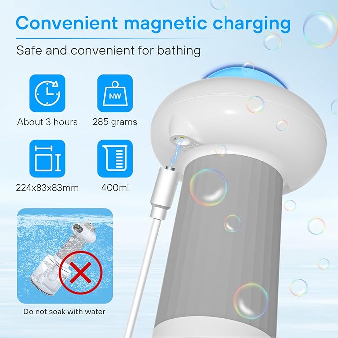 Dog Shampoo Dispenser, UFO Dog Shampoo Sprayer Electric Foaming Shampoo Dispenser for Dog and Cat Washing, for Bathtub, Kitchen Sink, Bathroom Cleaning, Grey