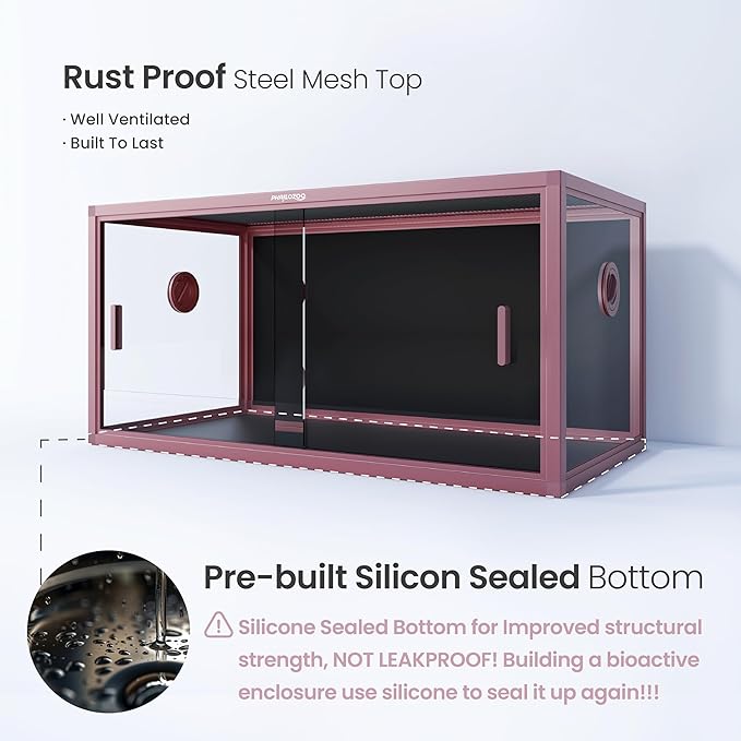 50 Gallon Bearded Dragon Tank, Reptile Enclosure for Easy Maintenance, Front Opening Reptile Tank with Top Screen Ventilation & Glass Sliding Door 36''x18''x18''