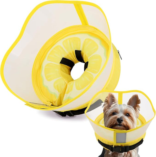 Soft Dog Cone Collar with Anti-Lick Shield, Inflatable Donut Cones Alternative After Surgery for Large/Medium/Small Dogs to Stop Licking, Elizabethan Neck Ecollars of Shame, Comfy Pillow E Recovery