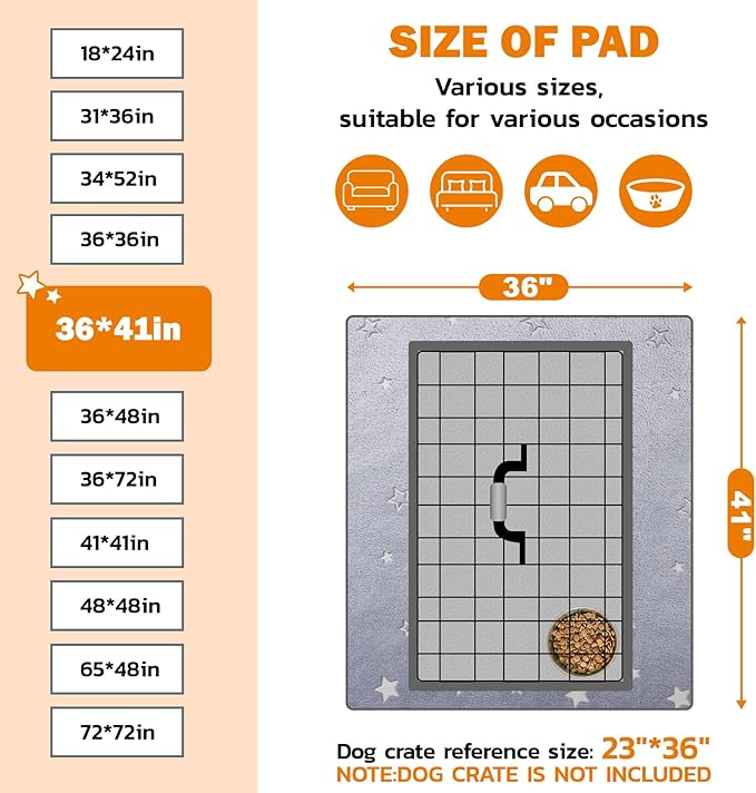 LOOBANI Washable Pee Pads for Dogs, Fast Absorption Reusable Puppy Pads, Waterproof Whelping Mats, Non Slip Training Pet Playpen Mat for Floor, Dog Crate, Grey 2 Pack 36 x 41 in