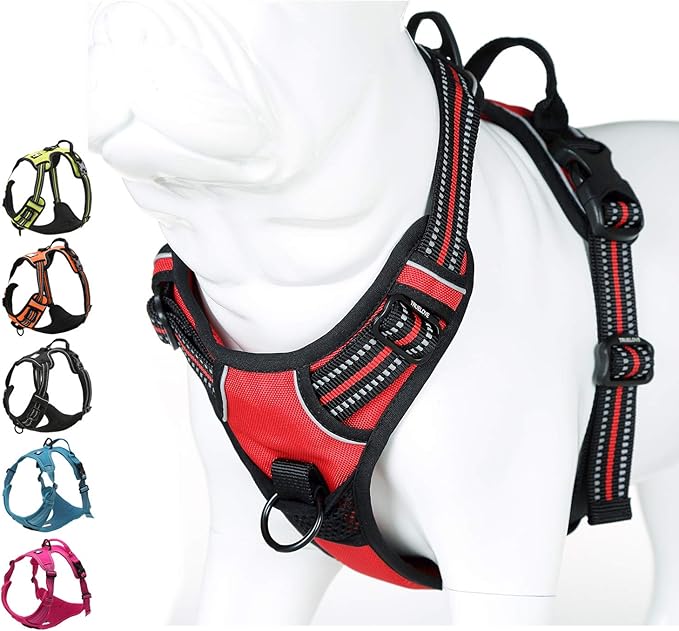 Truelove No Pull Dog Harness with Easy Control Handle and 2 Leash Attachments,Reflective Adjustable Pet Vest