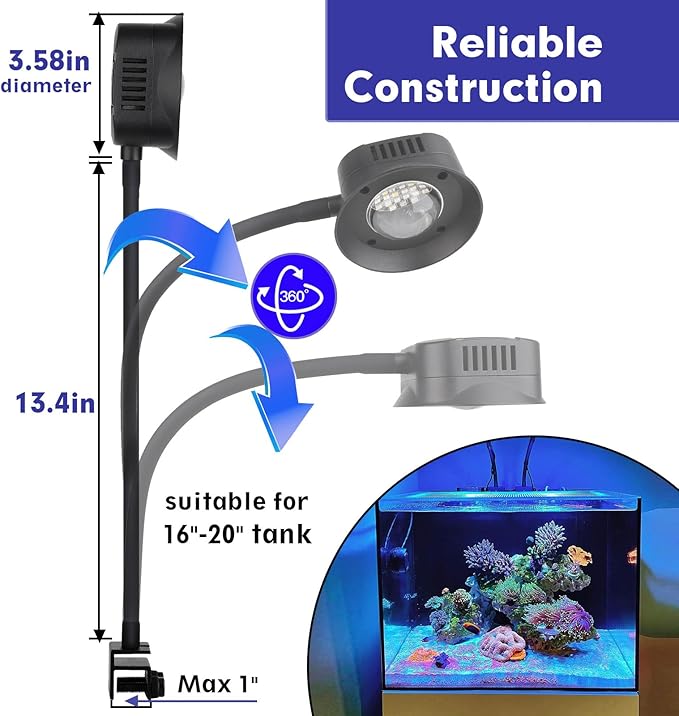 hygger 36W Saltwater Aquarium Light, Reef Light for Corals with Timer Adjustable Color and Brightness, Fish Tank Light with Controller for Marine Aquarium LED 16 to 20-Inch