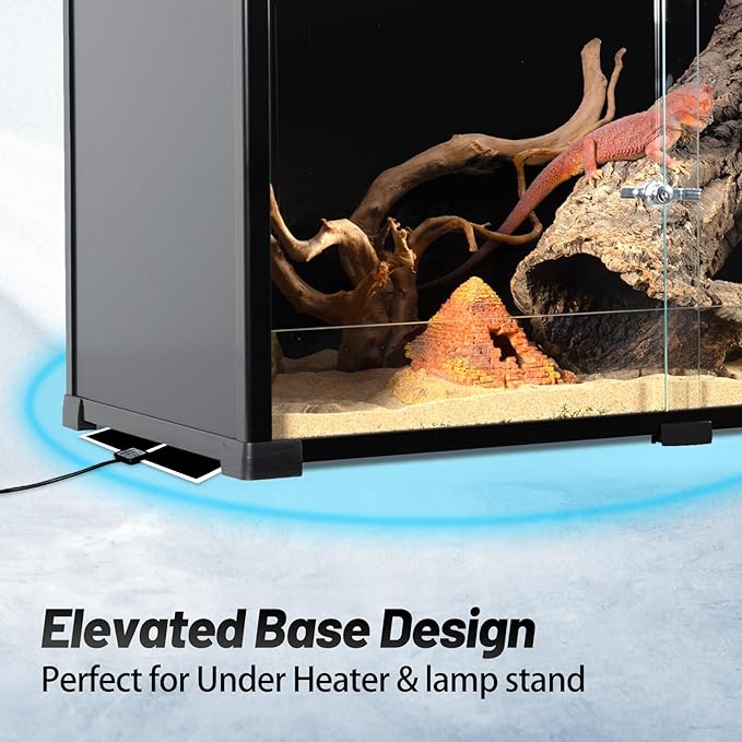 REPTI ZOO 50 Gallon Reptile Tank, 36" X 18" X 18" Reptile Terrarium, Black-Tinted ECO Glass Enclosure with Sliding Door & Mesh Top, Secure & Low-Stress Habitat for Bearded Dragon, Gecko, Snake, Lizard