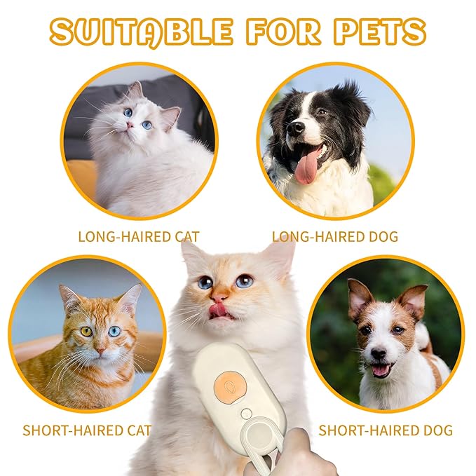 Spritz Defur Comb for Cats, New 3-in-1 Cat Steam Brush for Massaging and Cleaning Shedding Pets, Comb for Long and Short Hair Cats and Dogs Grooming Tool (Coffee)