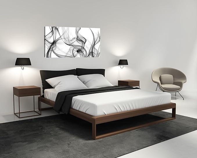 XXMWallArt FC3862 Abstract Wall Art Light Streak Black and White Abstract Line Canvas Wall Art for Living Room Bedroom Bathroom Office Wall Decor