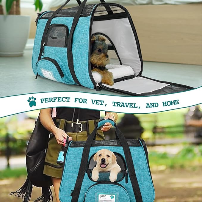 PetAmi Airline Approved Pet Carrier for Cat, Soft Sided Dog Carrier for Small Dog, Cat Travel Supplies Accessories Indoor Cat, Ventilated Pet Carrying Bag Medium Large Kitten Puppy, Small Heather Blue