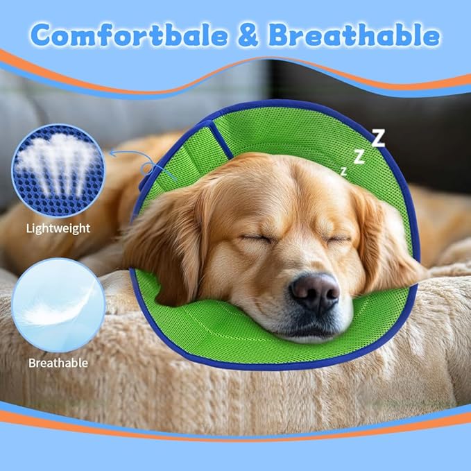 Soft Dog Cone Collar Alternative to Stop Licking, Comfy E Cones for Large Medium Dogs After Surgery, Comfortable Elizabethan Recovery Head Ecollars of Shame, XL Pet Neuter Neck Collars Anti Licking