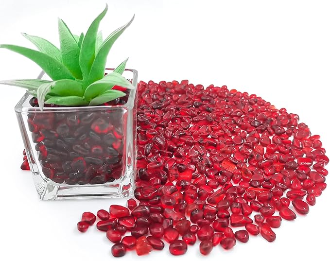 Keedolla 0.93LB Clear Glass Pebbles Marble Aquarium Fish Tank Rocks Gravel for Turtle Tank, Vase Fillers, Christmas Decoration - Red