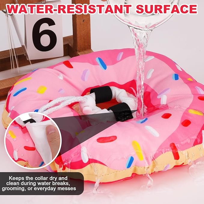 BINGPET Cat Cone Collar Soft,Waterproof Cat Recovery Collar to Stop Licking,Cute Donut Elizabethan e Collar for Cats Kittens Puppies Wound Healing After Surgery(Donut Pink,Medium)
