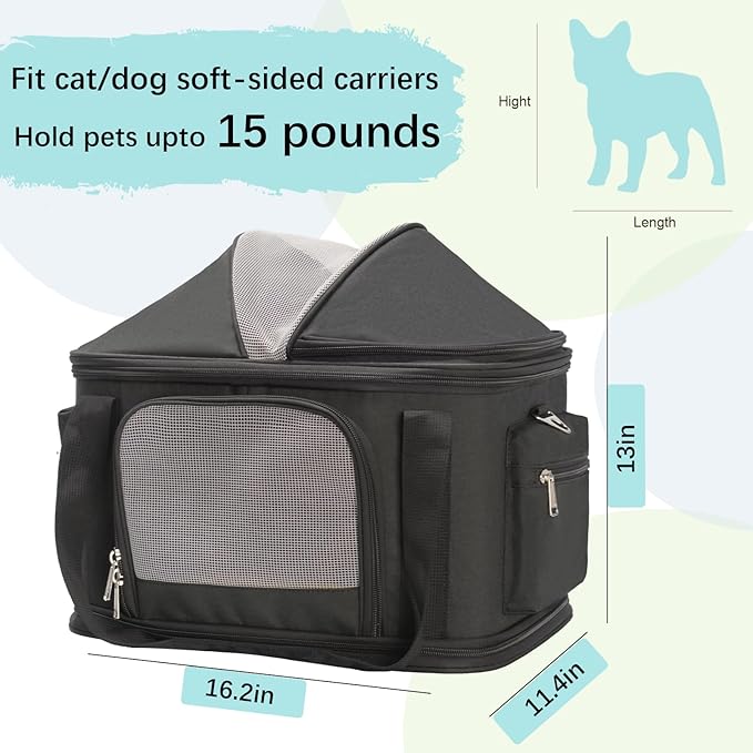 2-in-1 Stylish Dog Purse Carrier Soft-Sided Carriers Travel Tote Bag for Small Dogs Cats, Fashion Foldable Pet Bag for Puppies Small Animals with Pockets (Black, 16.2" x 11.4" x 13")
