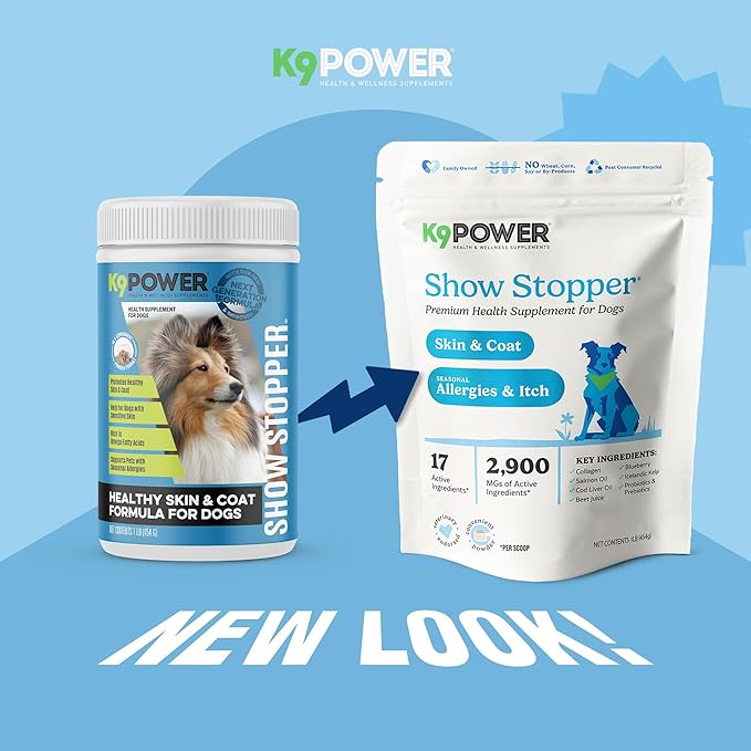 K9 Power Show Stopper for Dogs 1lb – Boosts Coat Shine & Promotes Healthy Skin Tone - Strengthens Immune System - Enhances Digestive Health