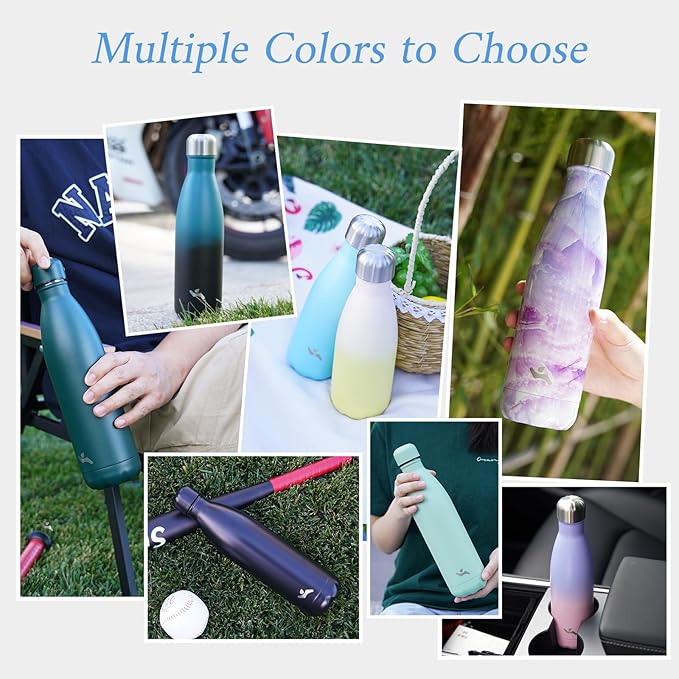 Insulated Water Bottles,25 oz Double Wall Stainless Steel Vacumm Metal Flask for Sports Travel,Lavender Green