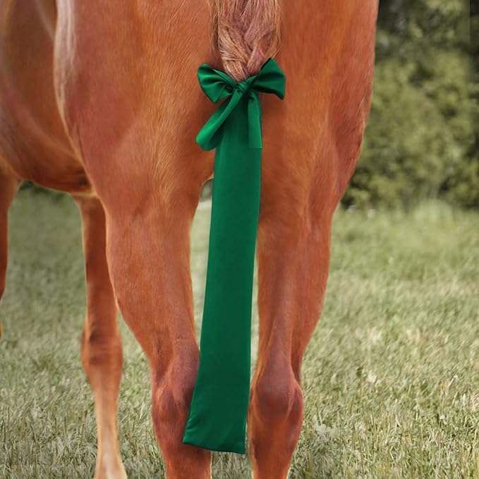 Harrison Howard Stretchy Tail Bag Breathable Horse Tail Guard Slip on Design Protect Horse Tail 2 Strand Closure Straps Keep Tail Clean & Protected 22" L Length Makes Grooming Easy-Deep Green