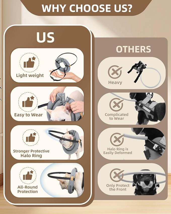 Blind Dog Harness, Lightweight Collar for Dogs&Cats, Adjustable Blind Dog Collar Harness, Pet Anti-Collision Ring for Blind, Eye Injury, Vision Impairment Pets for Protective & Build Confidence XXL